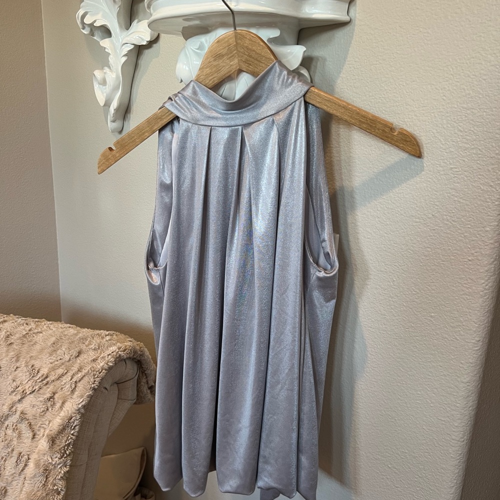 Gray Halter Babydoll Blouse for Cocktail Nights